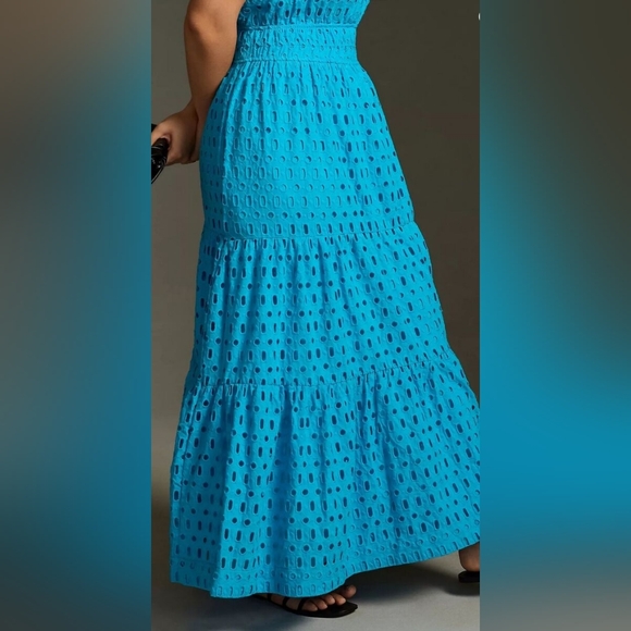 EUC Anthropologie Somerset Eyelet Maxi Dress Sky Blue Size XS - Picture 4 of 15